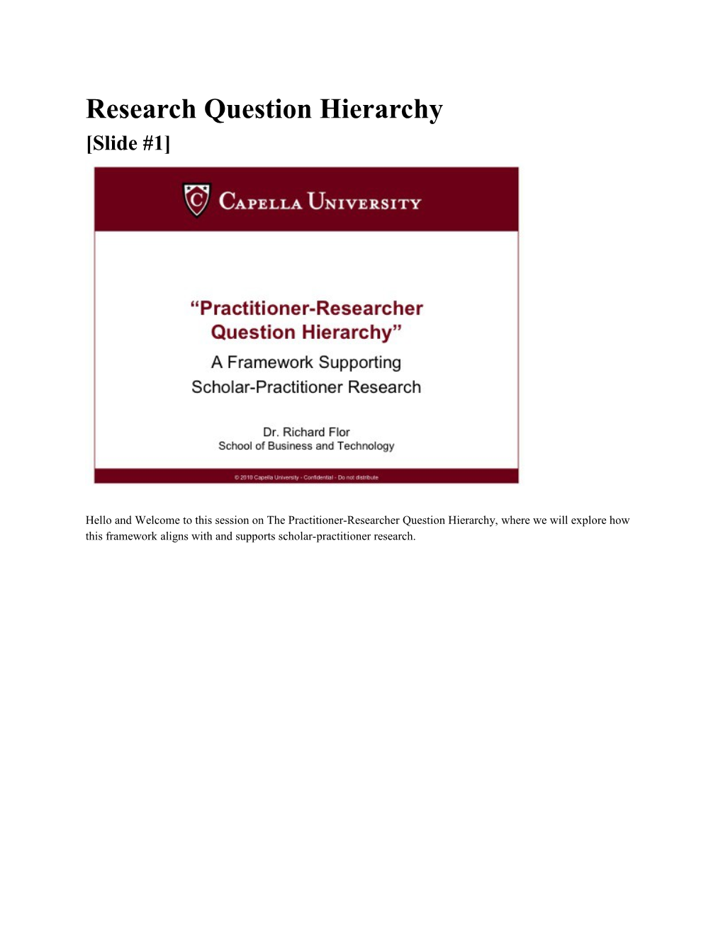 Research Question Hierarchy Transcript