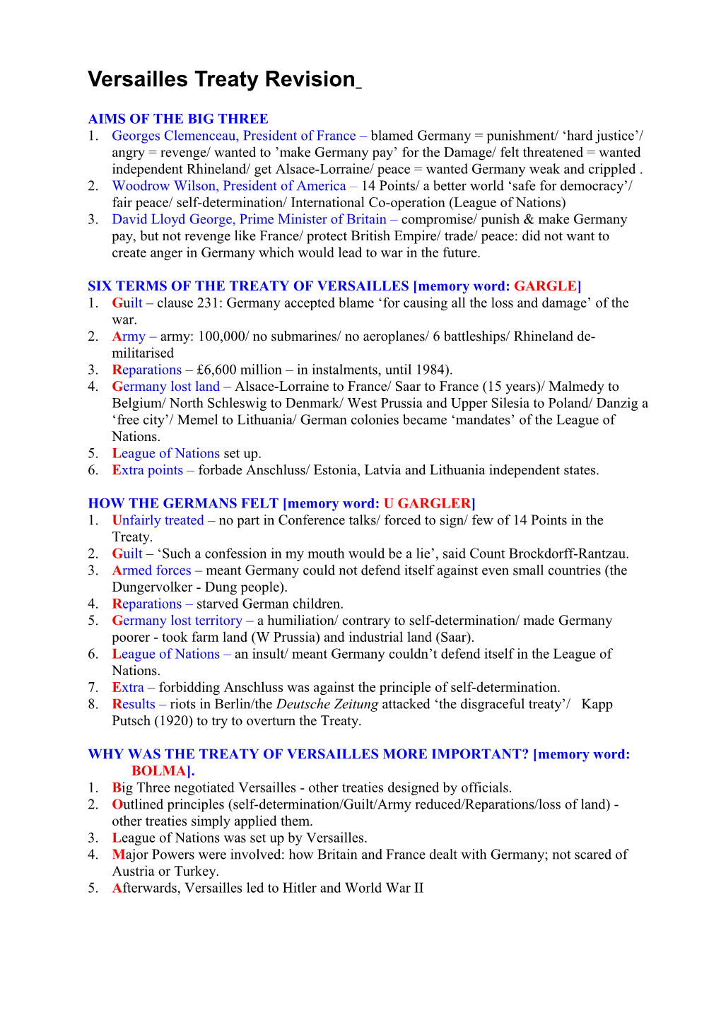 Versailles Treaty Revision