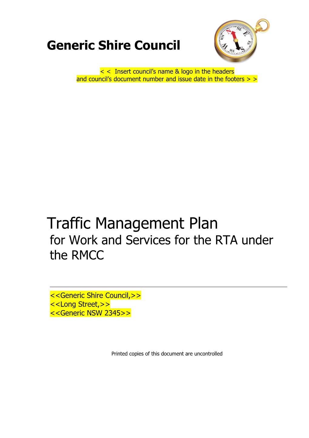 RMCC Traffic Management Plan Template