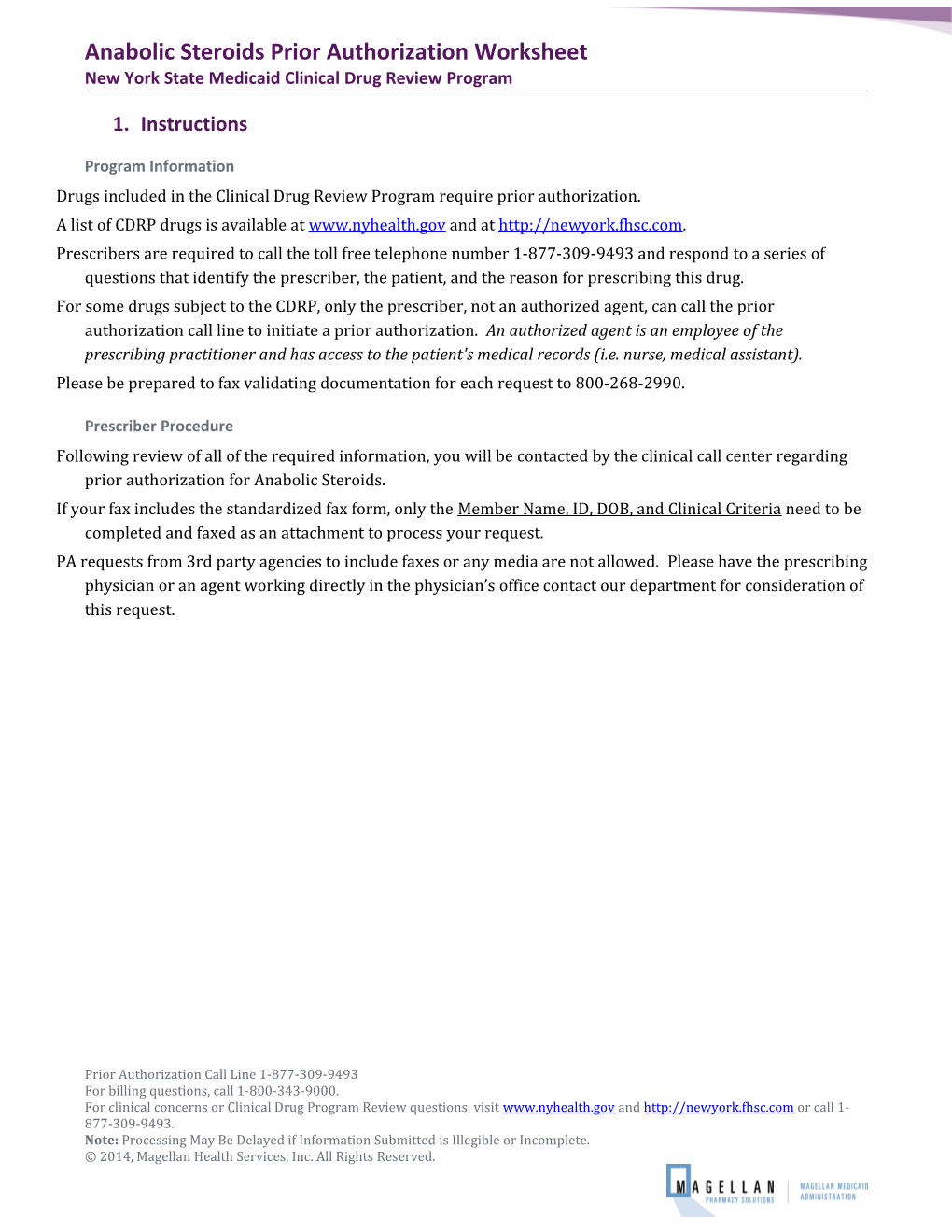 Anabolic Steroidsprior Authorization Worksheet New York State Medicaid Clinical Drug Review