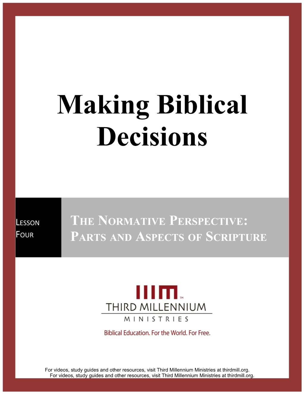 Making Biblical Decisions, Lesson 4