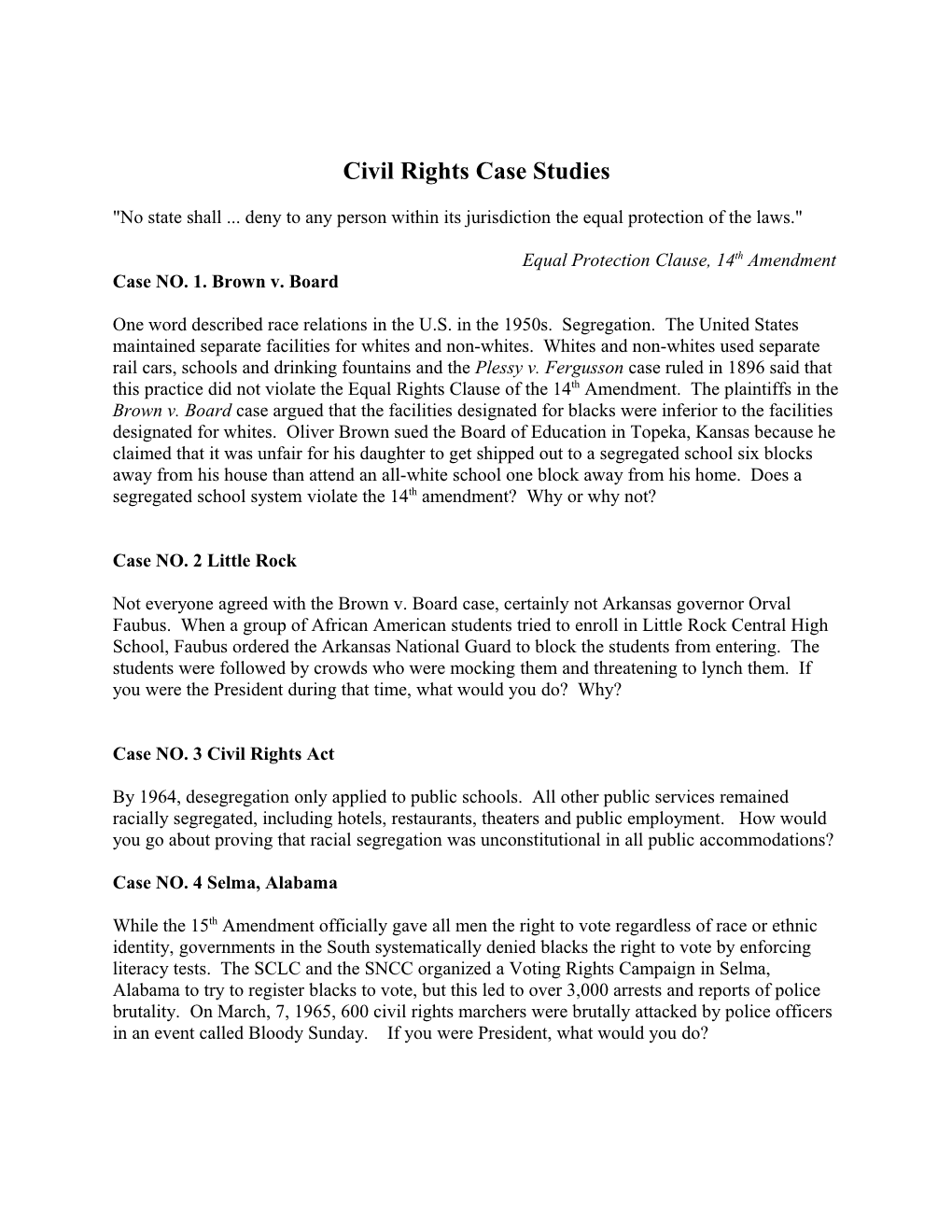 Civil Rights Case Studies
