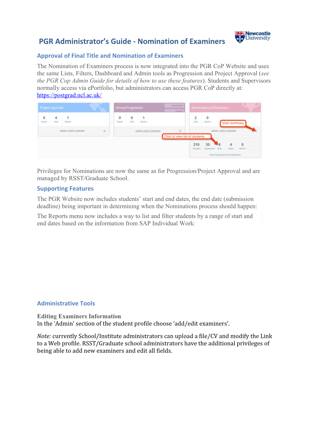 PGR Administrator S Guide - Nomination of Examiners