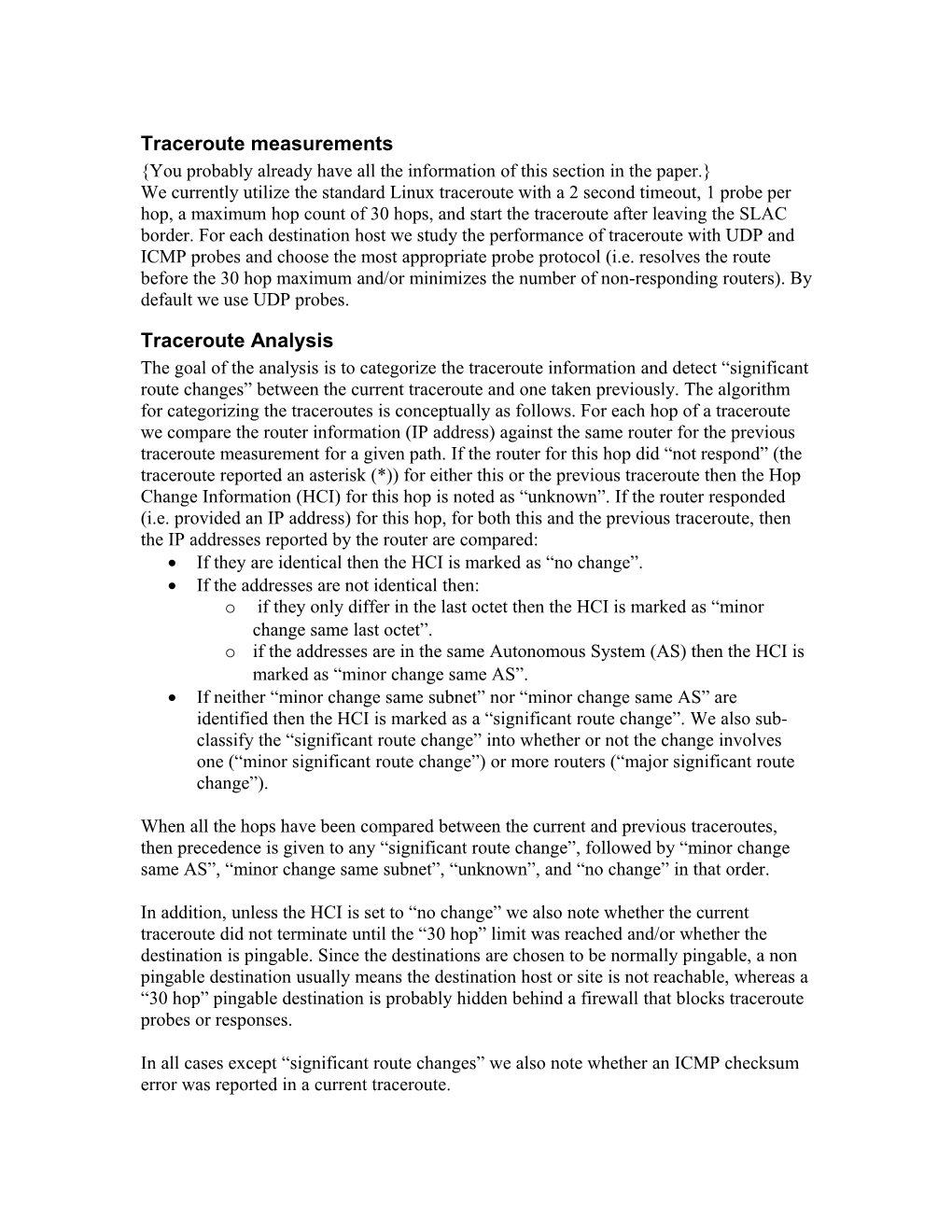 Traceroute Measurements