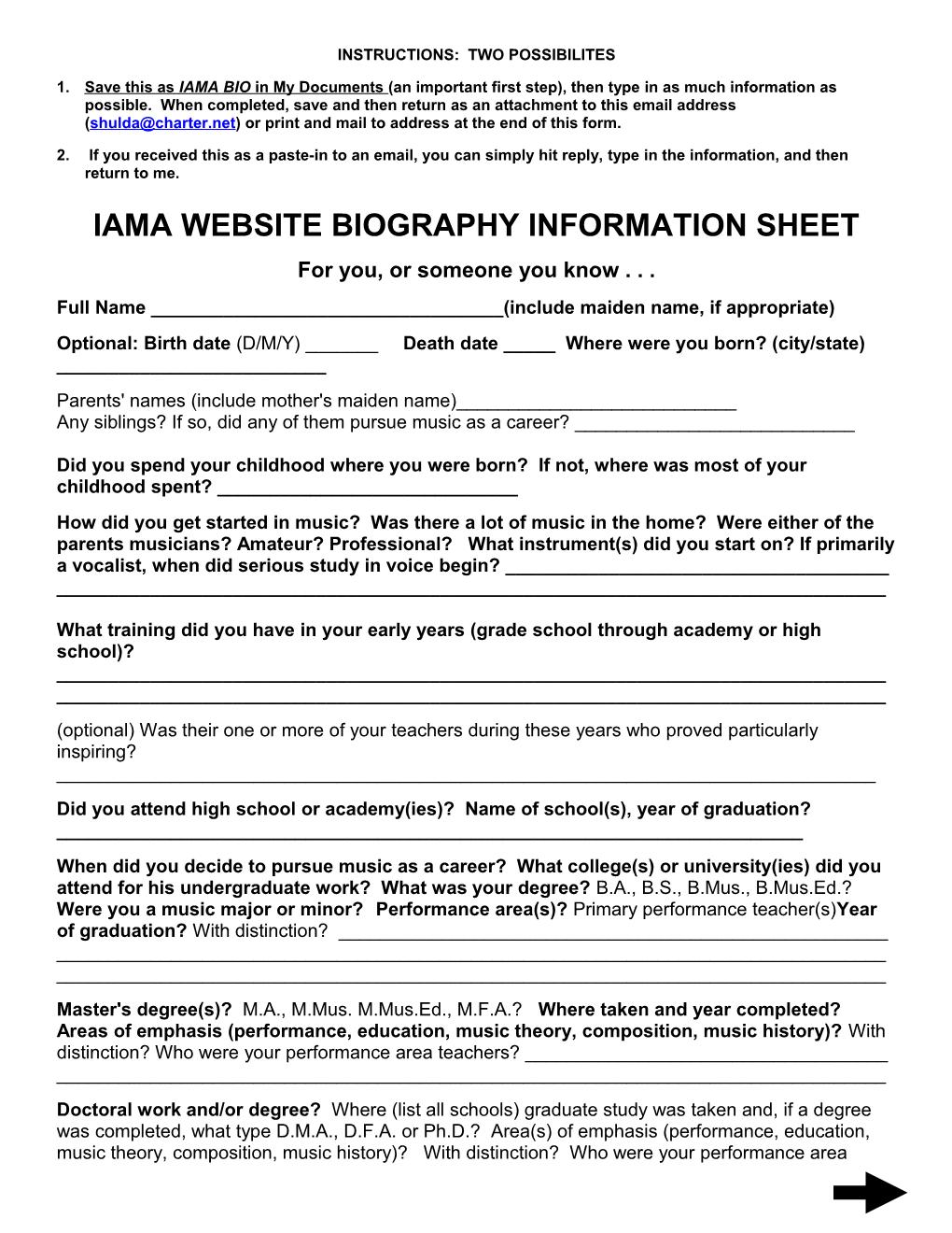 Iama Website Biography Worksheet