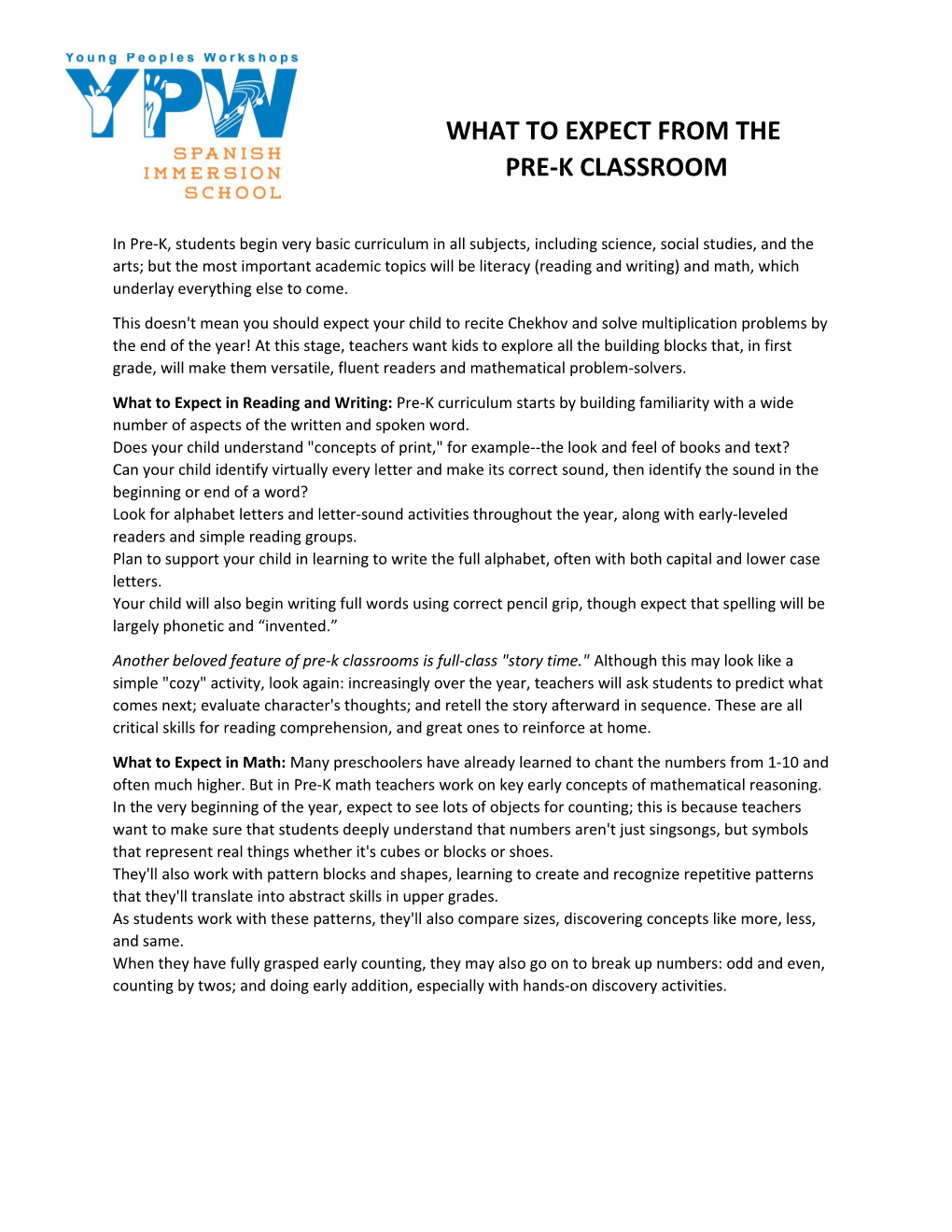 What to Expect from the Pre-Kclassroom