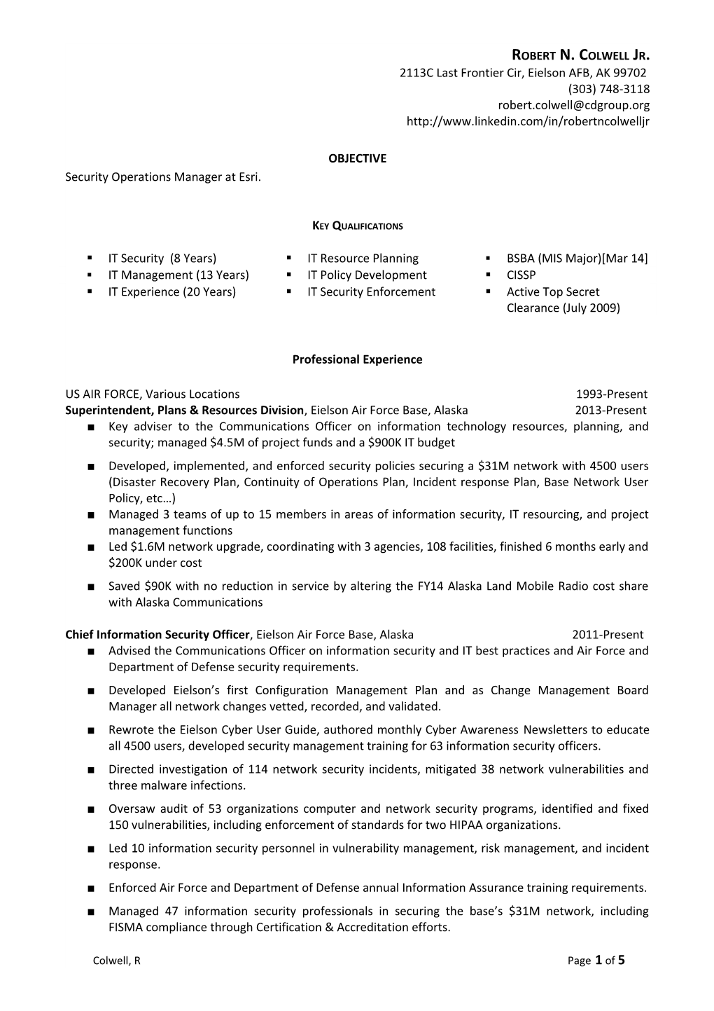 Resume-Itsec (Robert Colwell)