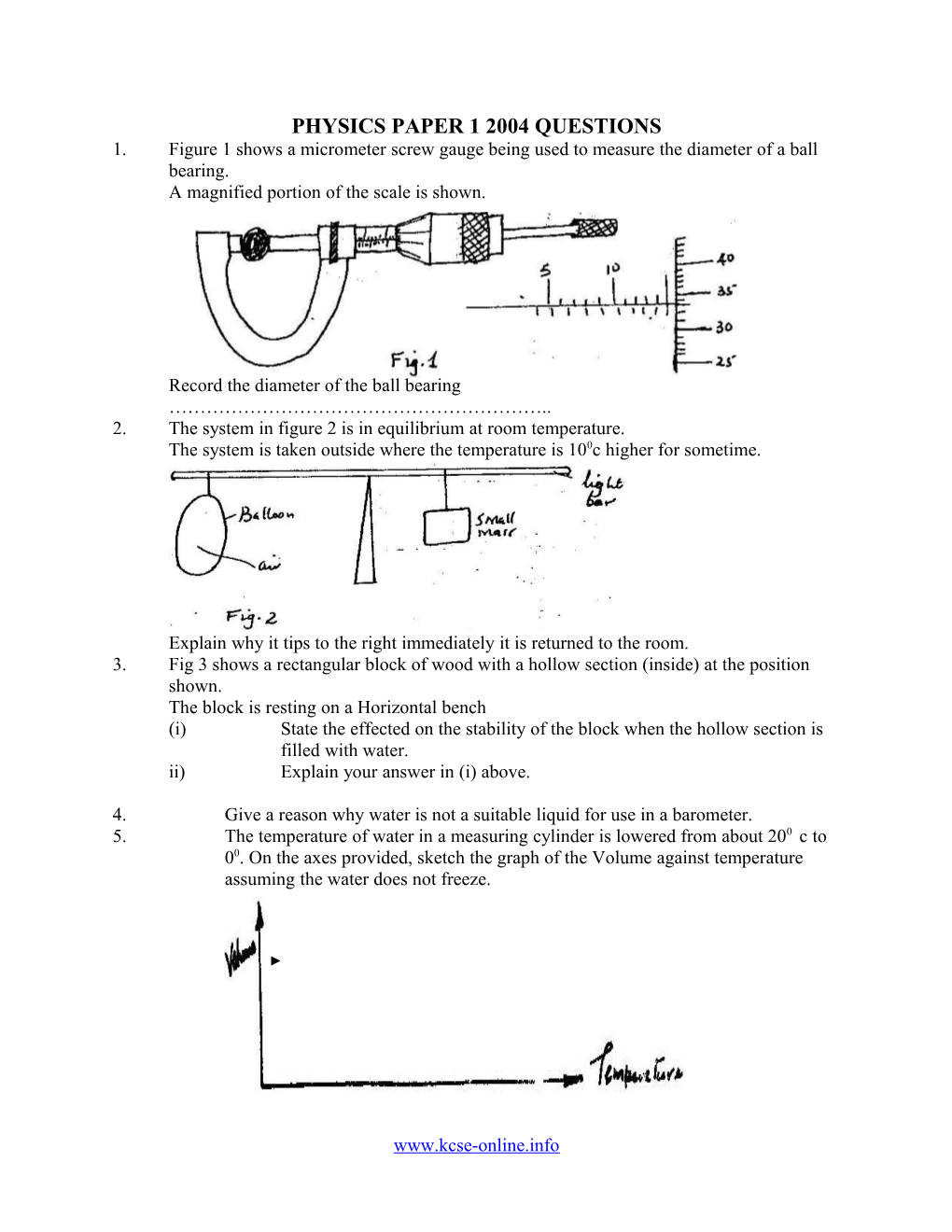 Physics Paper 1 2004 Questions