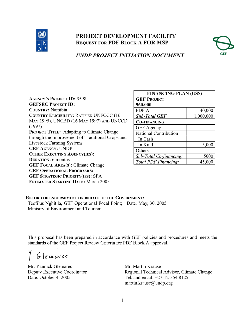 UNDP-GEF Streamlined PDF-A Format