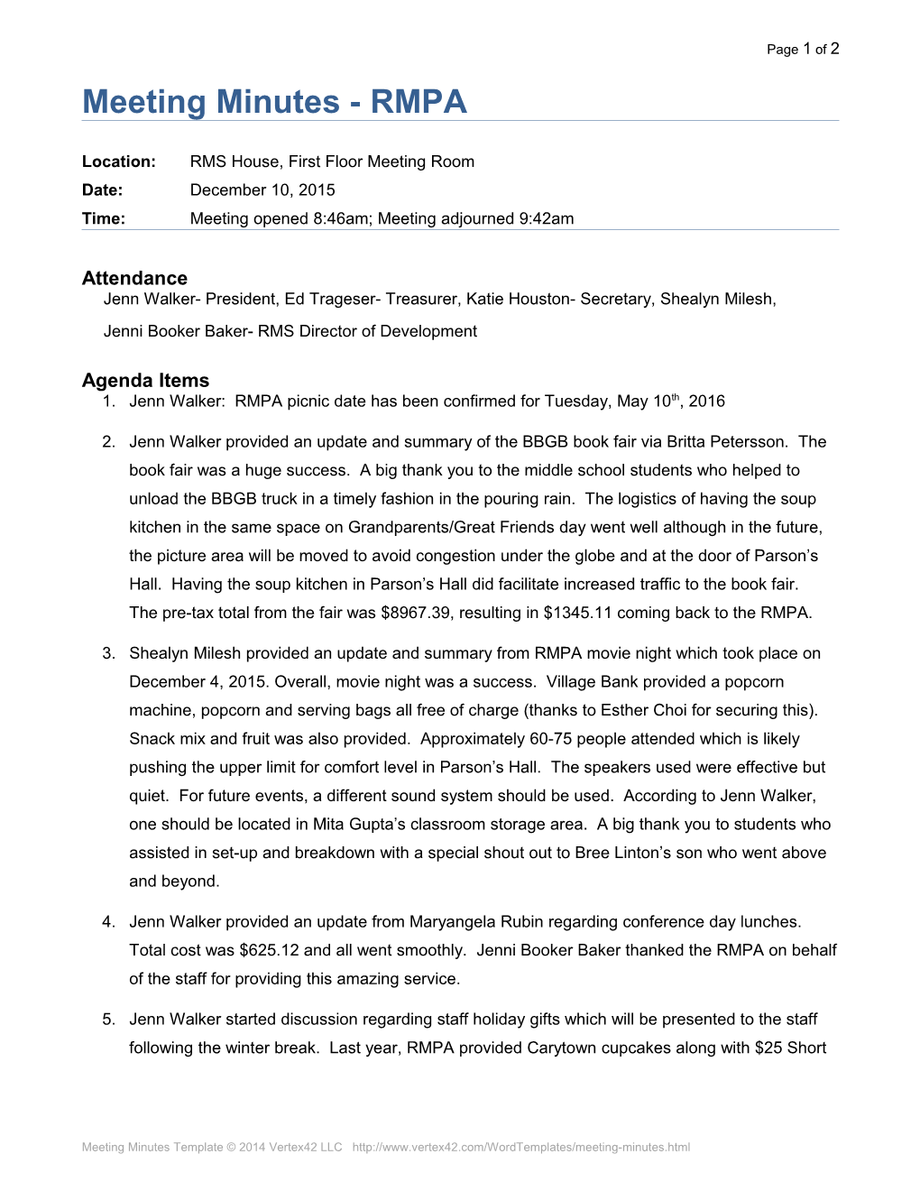Meeting Minutes Template - Basic