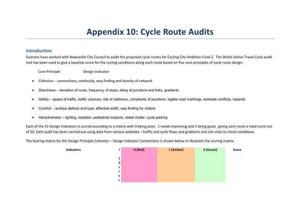 Appendix 10: Cycle Route Audits