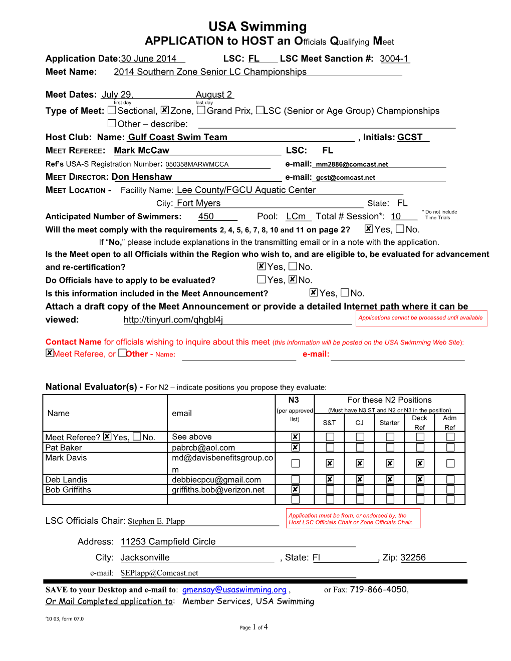 APPLICATION to HOST an Officials Qualifying Meet