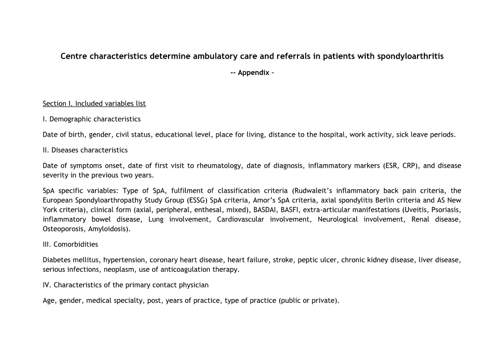 Centre Characteristics Determine Ambulatory Care and Referrals in Patients With