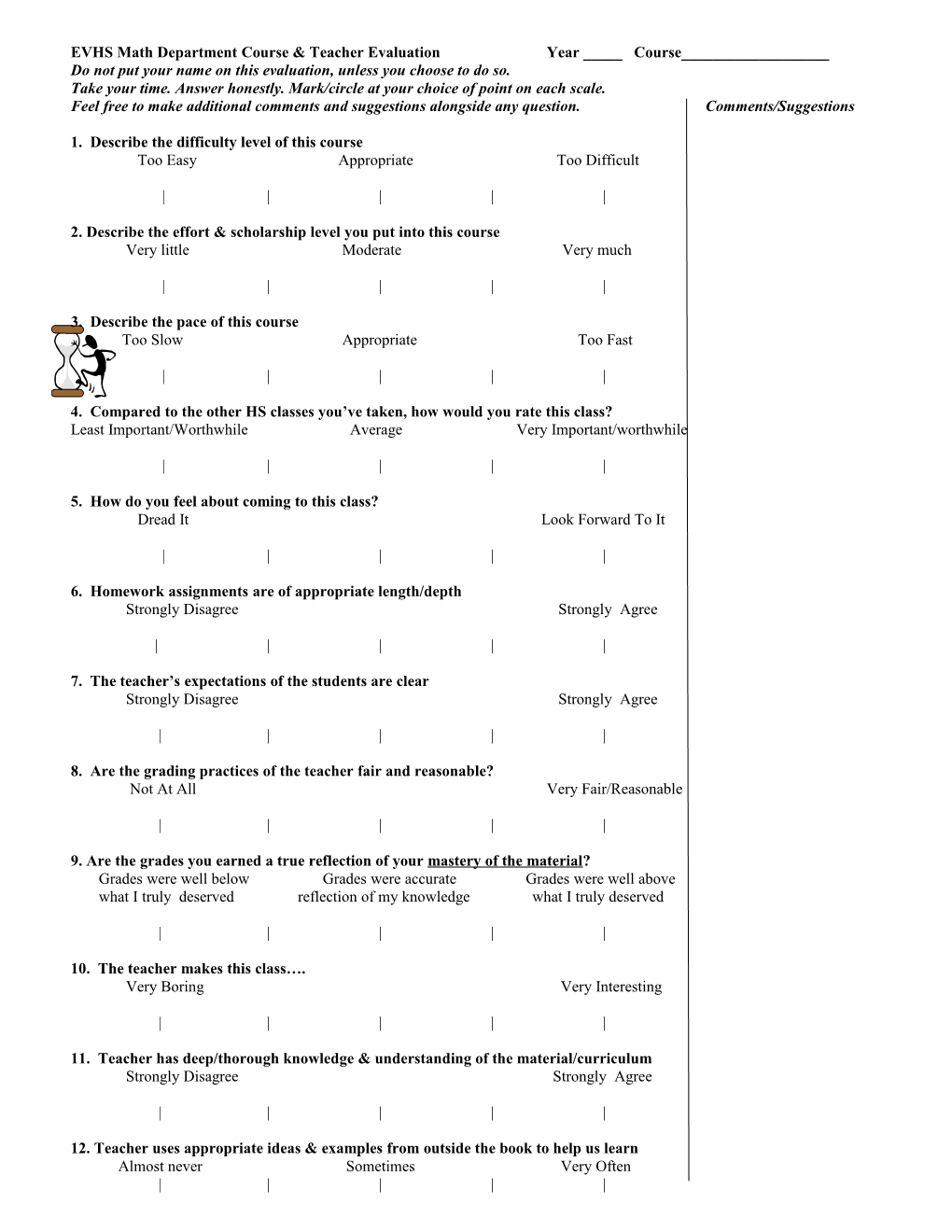 Teacher/Curriculum Evaluation