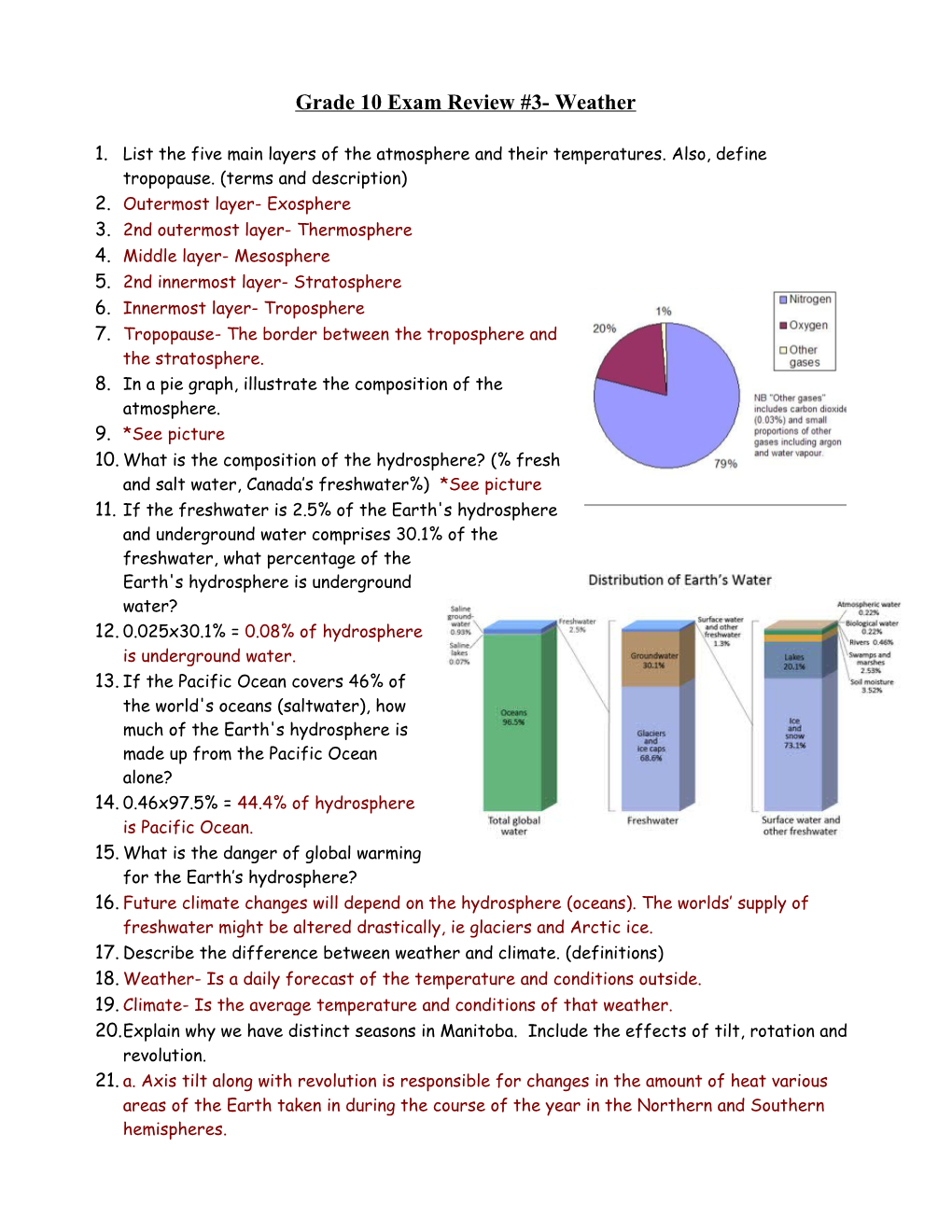 Grade 10 Exam Review #3- Weather