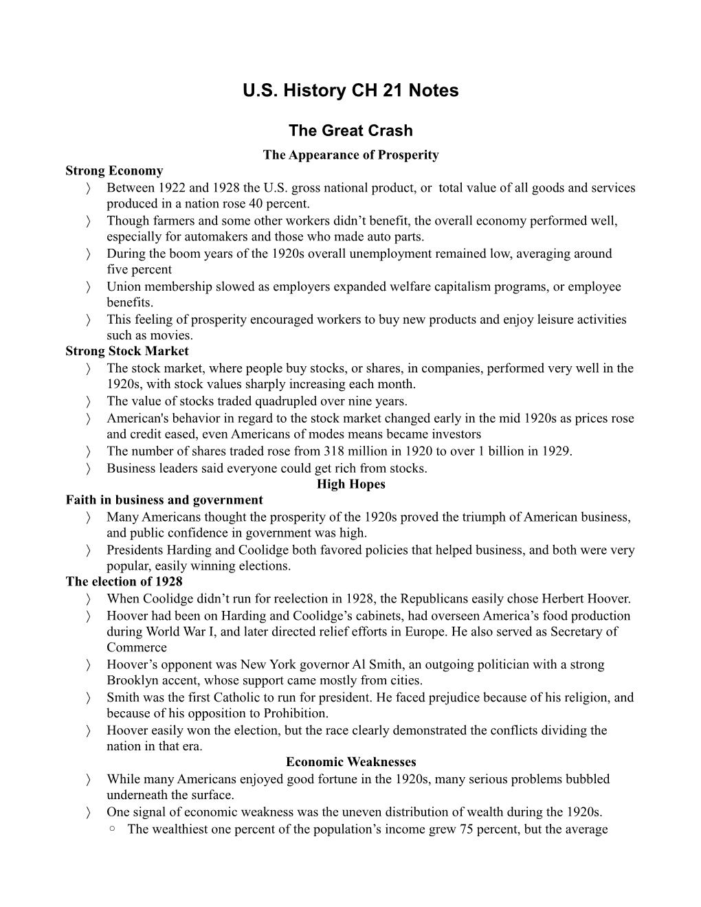 U.S. History CH 21 Notes