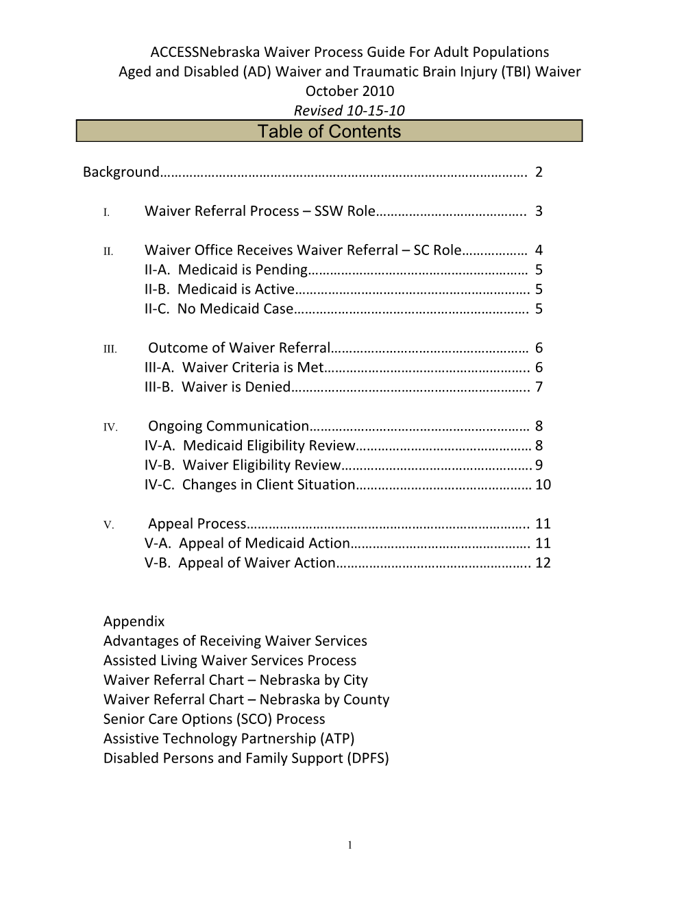 Accessnebraska Waiver Process Guide for Adult Populations