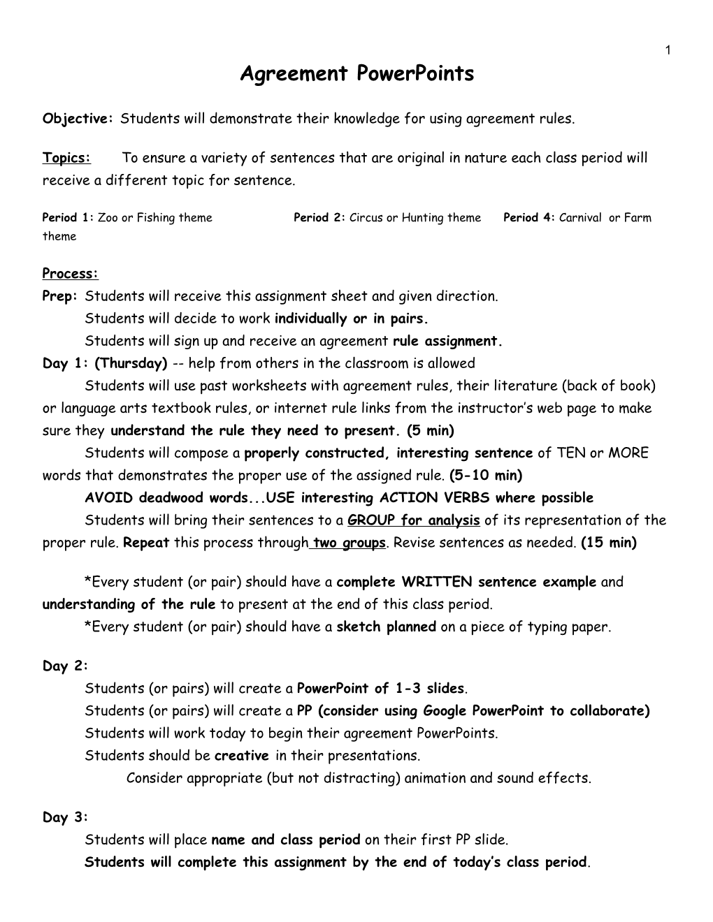 Agreement Rule Powerpoint