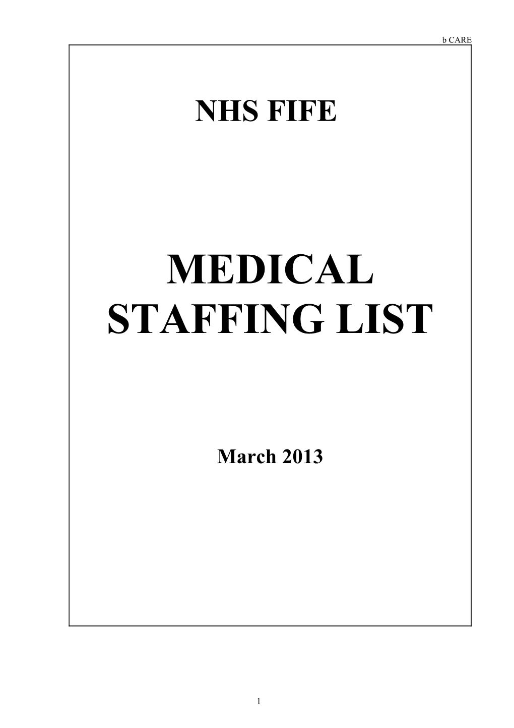 Medical Staffing List