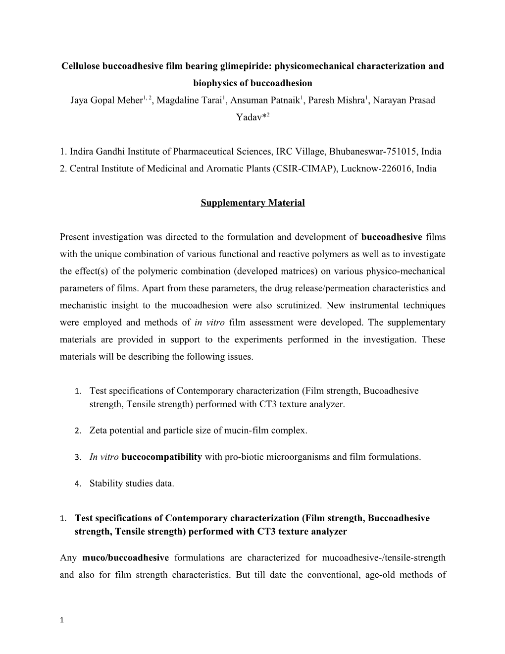 Cellulose Buccoadhesive Film Bearing Glimepiride: Physicomechanical Characterization And