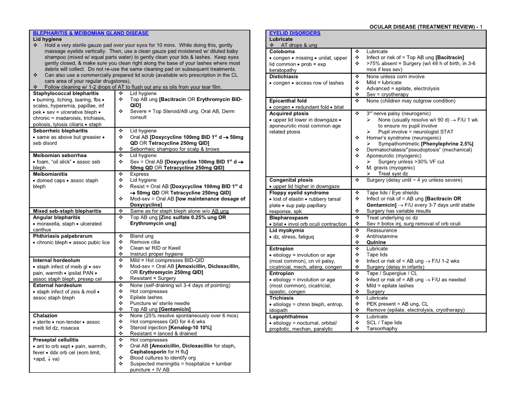 OD 1 EX 3 Review Notes - Treatments