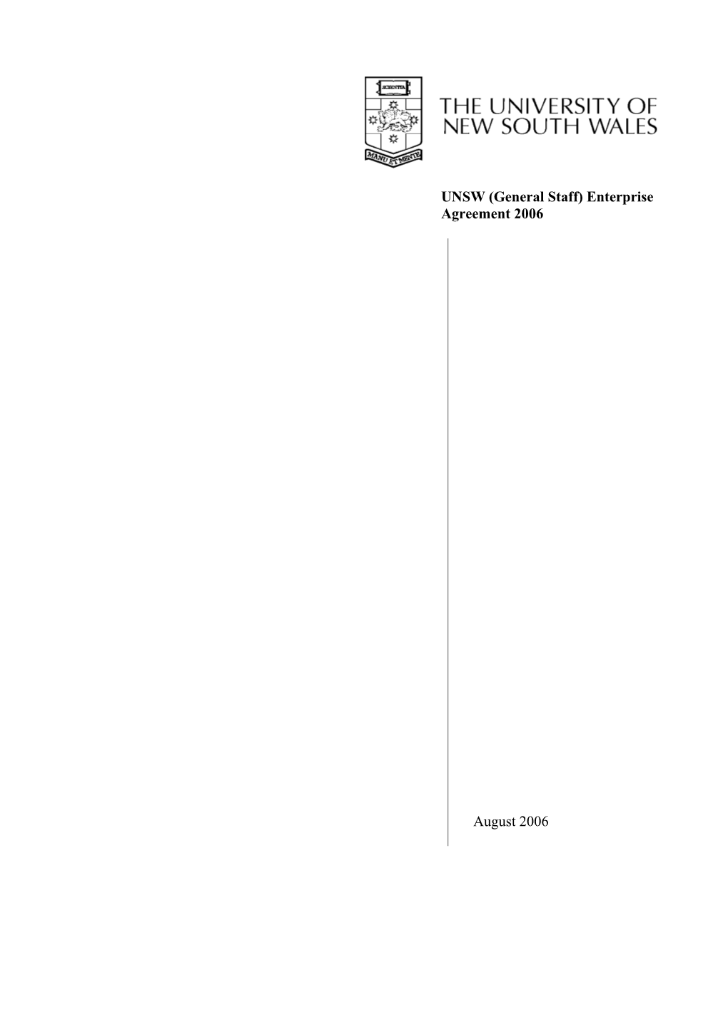 UNSW (General Staff) Enterprise Agreement2006