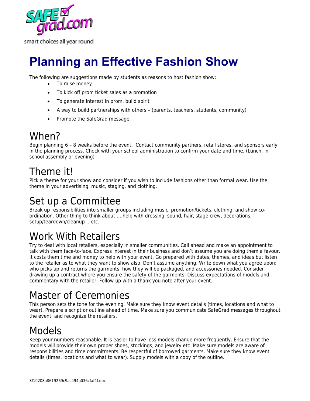 Planning an Effective Fashion Show