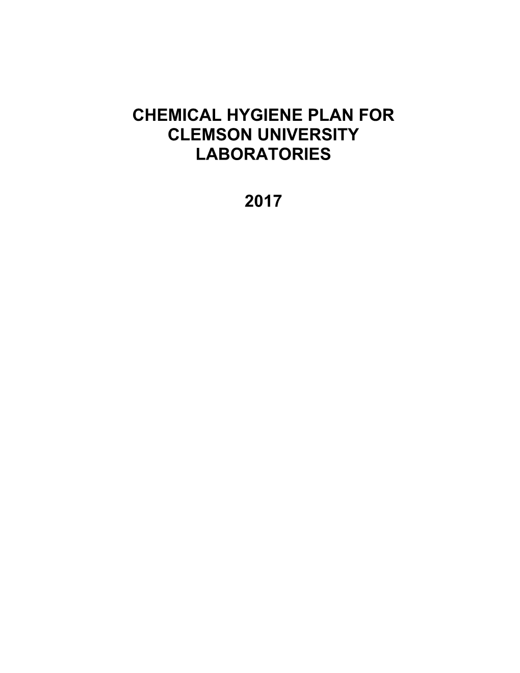 Chemical Hygiene Plan For