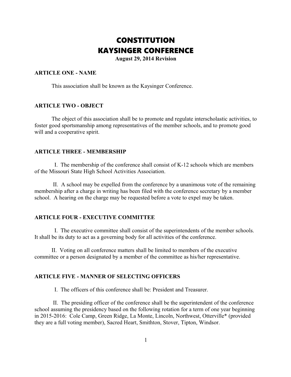 Kaysinger Conference
