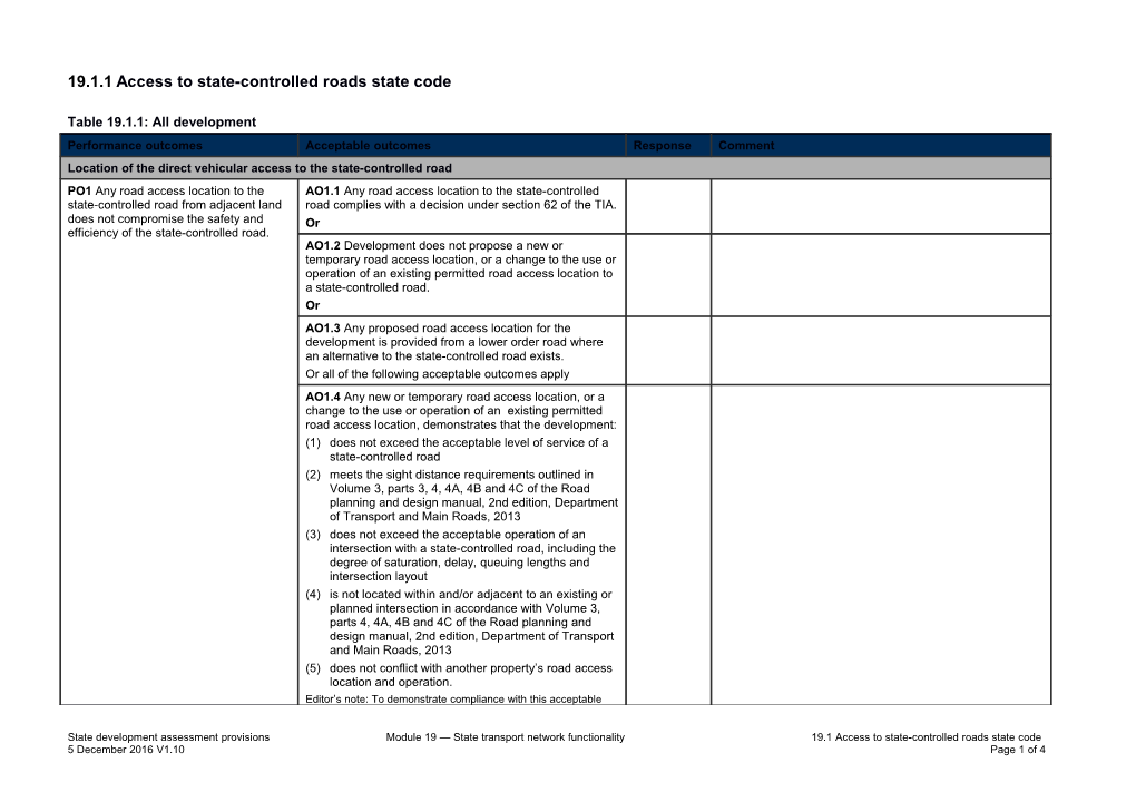 19.1Access to State-Controlled Roads State Code