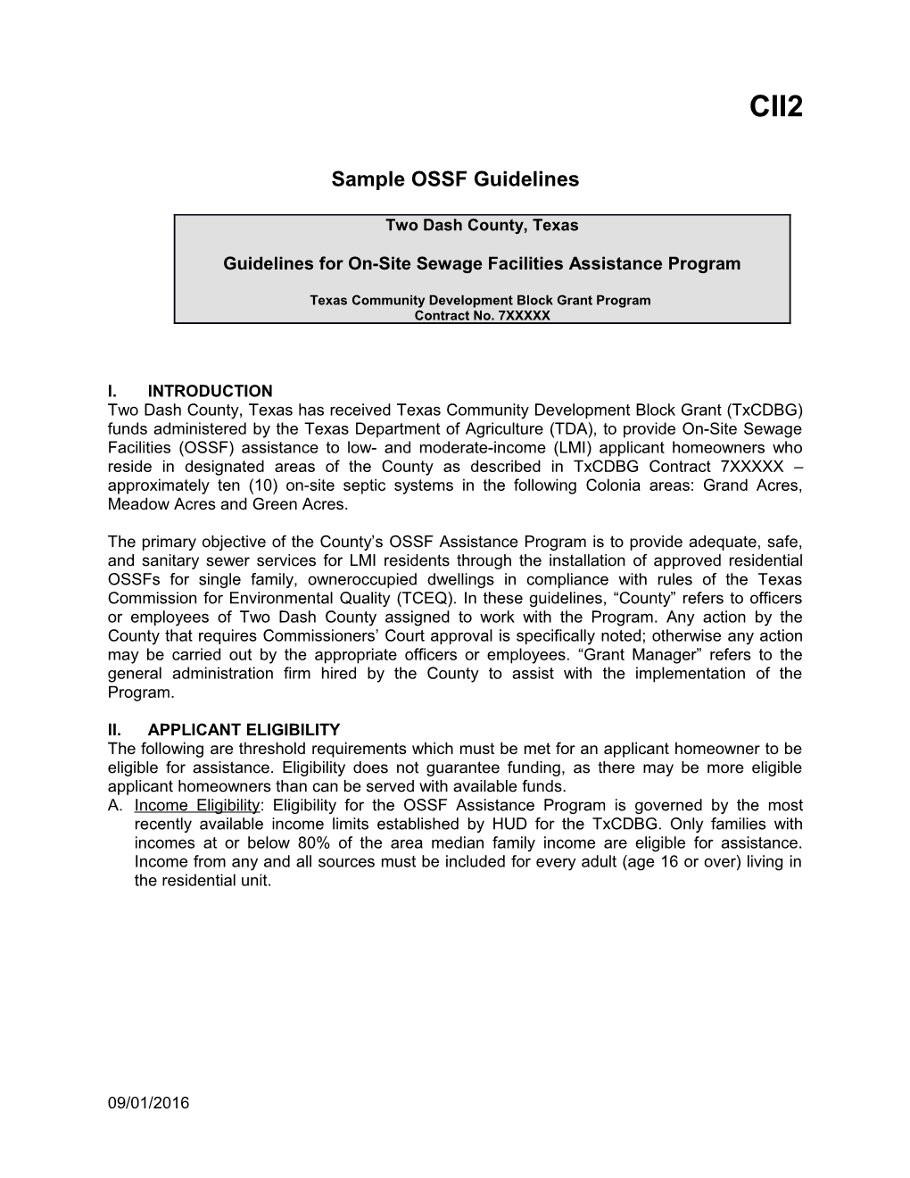 Sample OSSF Guidelines