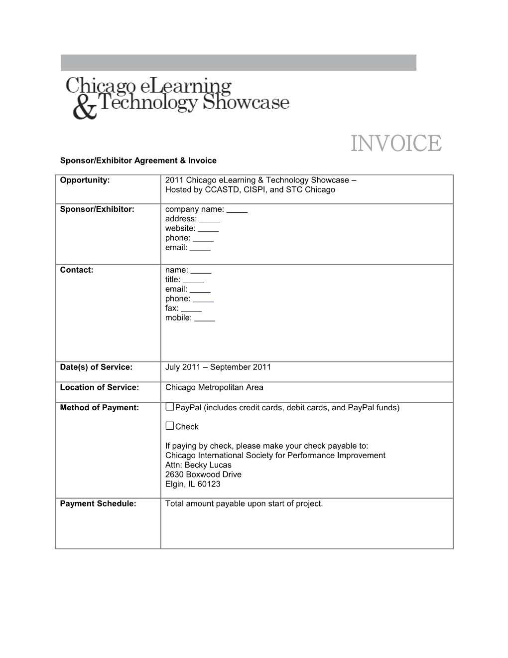 Sponsor/Exhibitoragreement & Invoice