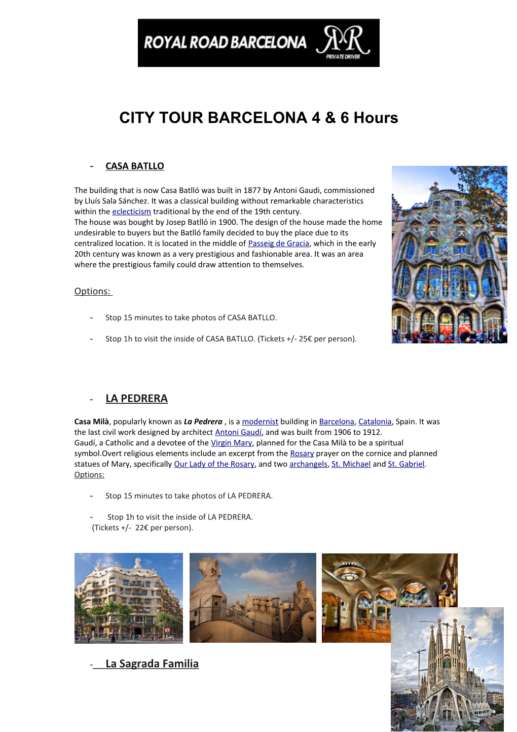 CITY TOUR BARCELONA 4 & 6 Hours