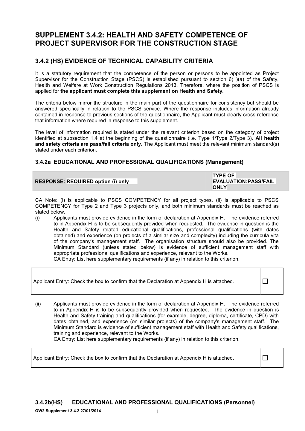 3.4.2 (Hs) Evidence of Technical Capability Criteria