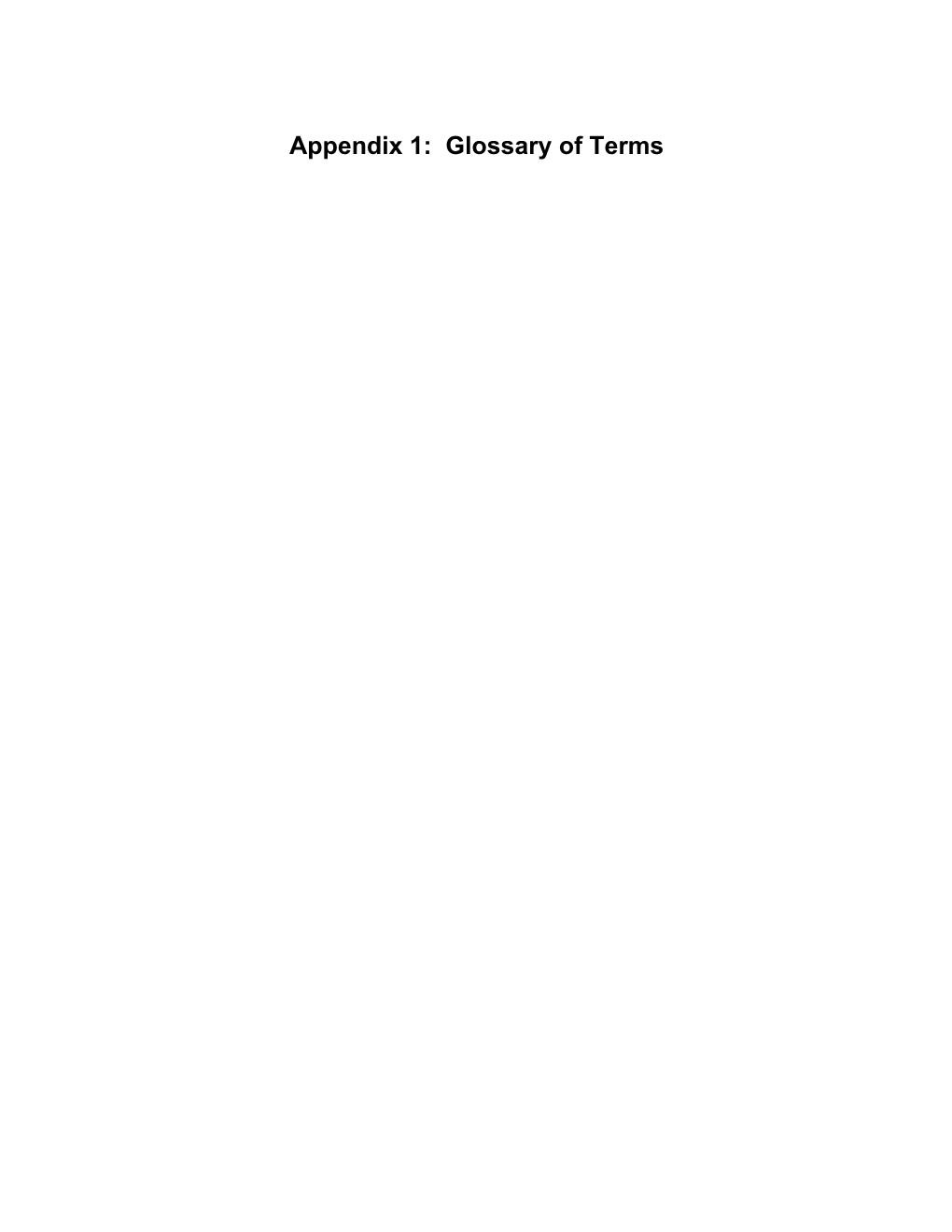 Appendix 1: Glossary of Terms
