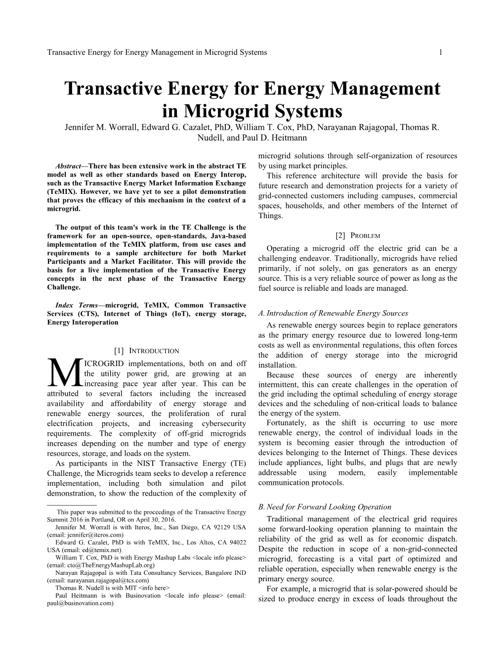 Transactive Energy for Energy Management in Microgrid Systems