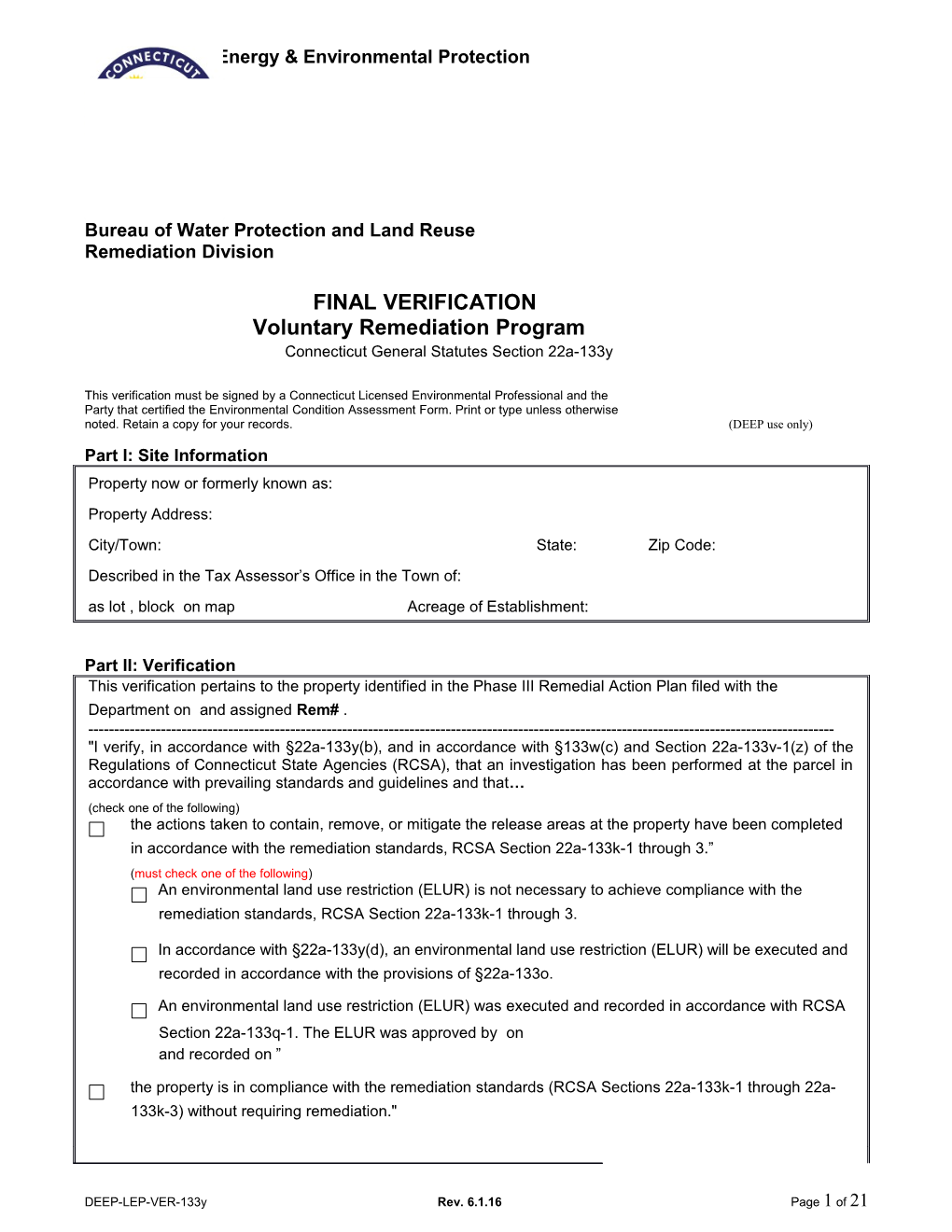 Voluntary Final 133Y Verification Form