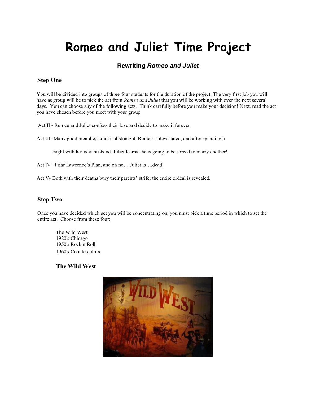 Romeo and Juliet Time Project