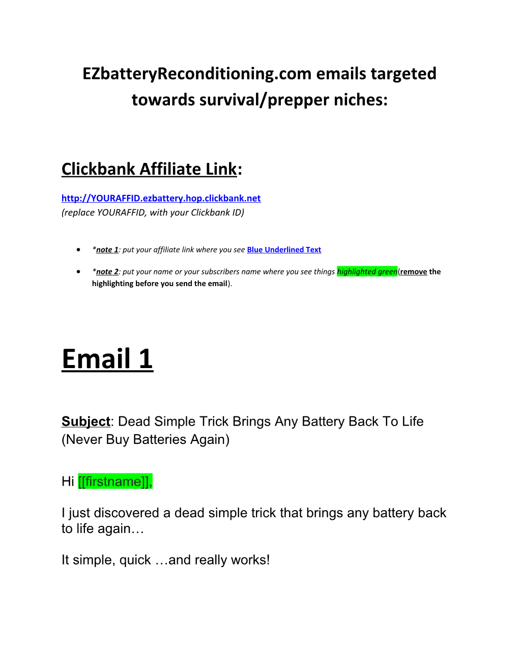 Ezbatteryreconditioning.Com Emails Targeted Towards Survival/Prepper Niches