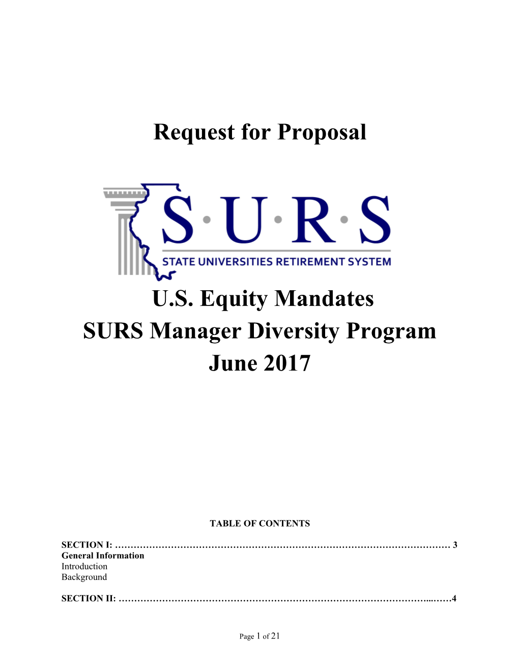 SURS Manager Diversity Program