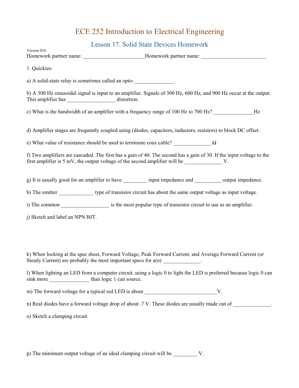 ECE 252 Introduction to Electrical Engineering