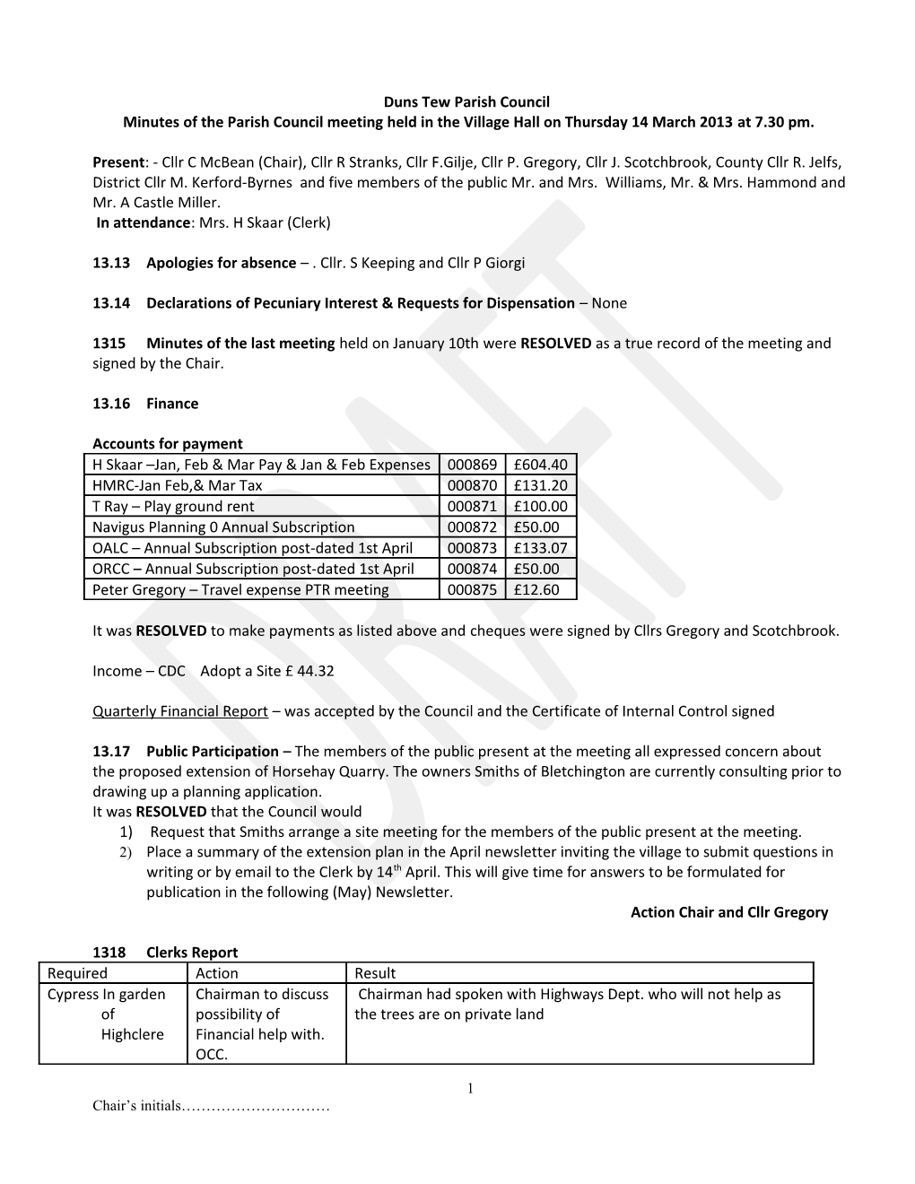 Duns Tew Parish Council