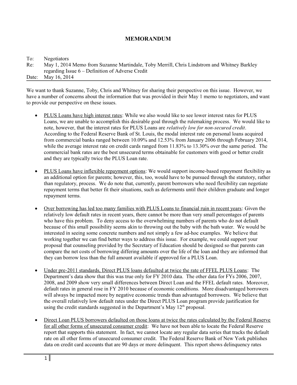 Negotiated Rulemaking for Higher Education 2012-2014: PII Session 4 - Issue 6 PLUS, Submitted