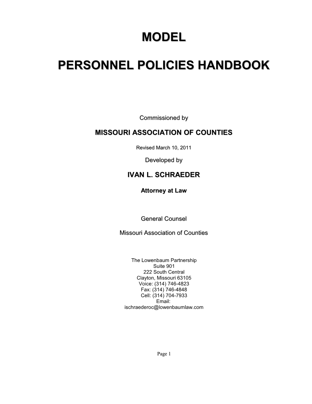 Personnel Policies Handbook