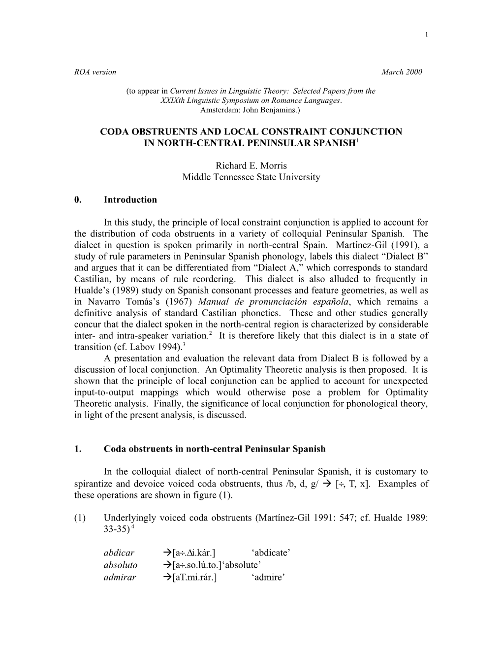 Coda Obstruents in Peninsular Spanish