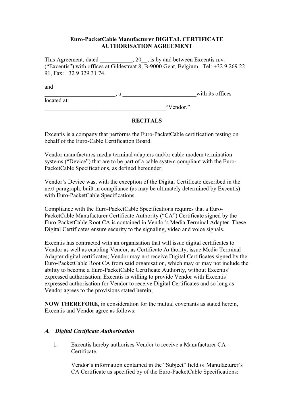 Tcomllabs DOCSIS DIGITAL CERTIFICATE