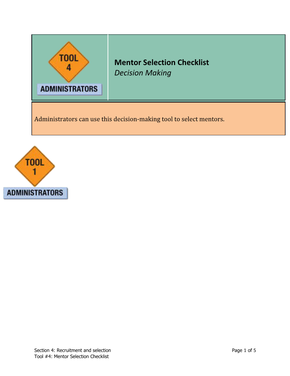 Section 4: Recruitment and Selectionpage 1 of 5