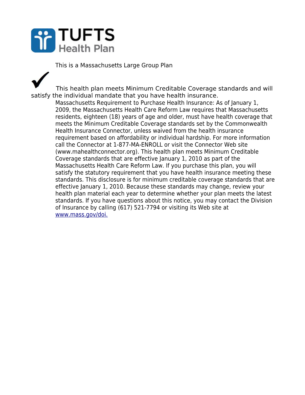 SBC Tufts Health Plan 2017