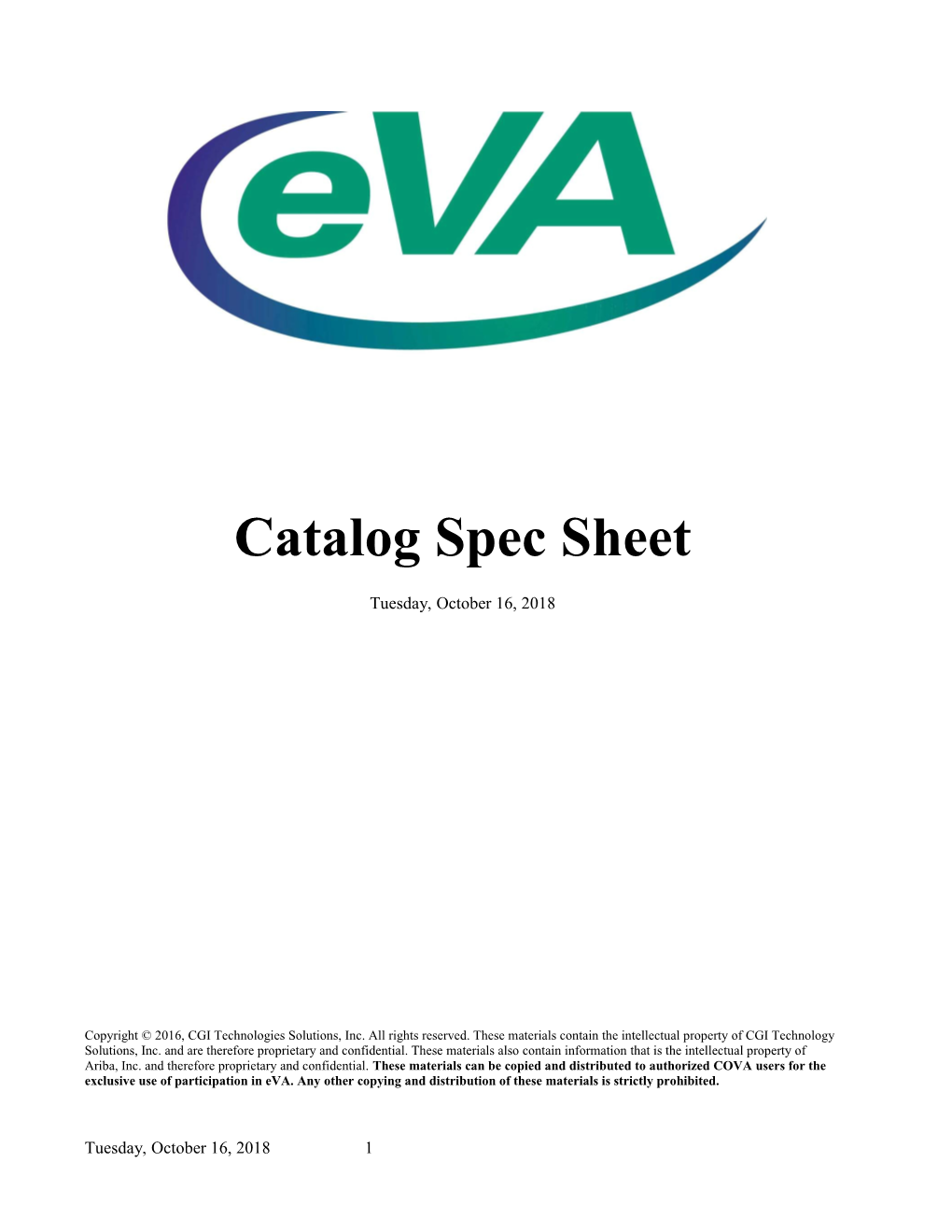 Catalog Spec Sheet