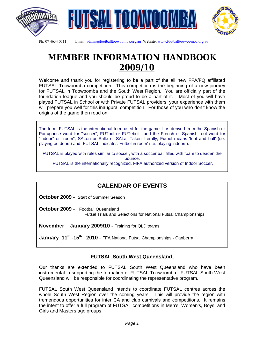 Member Information Handbook 2009/10